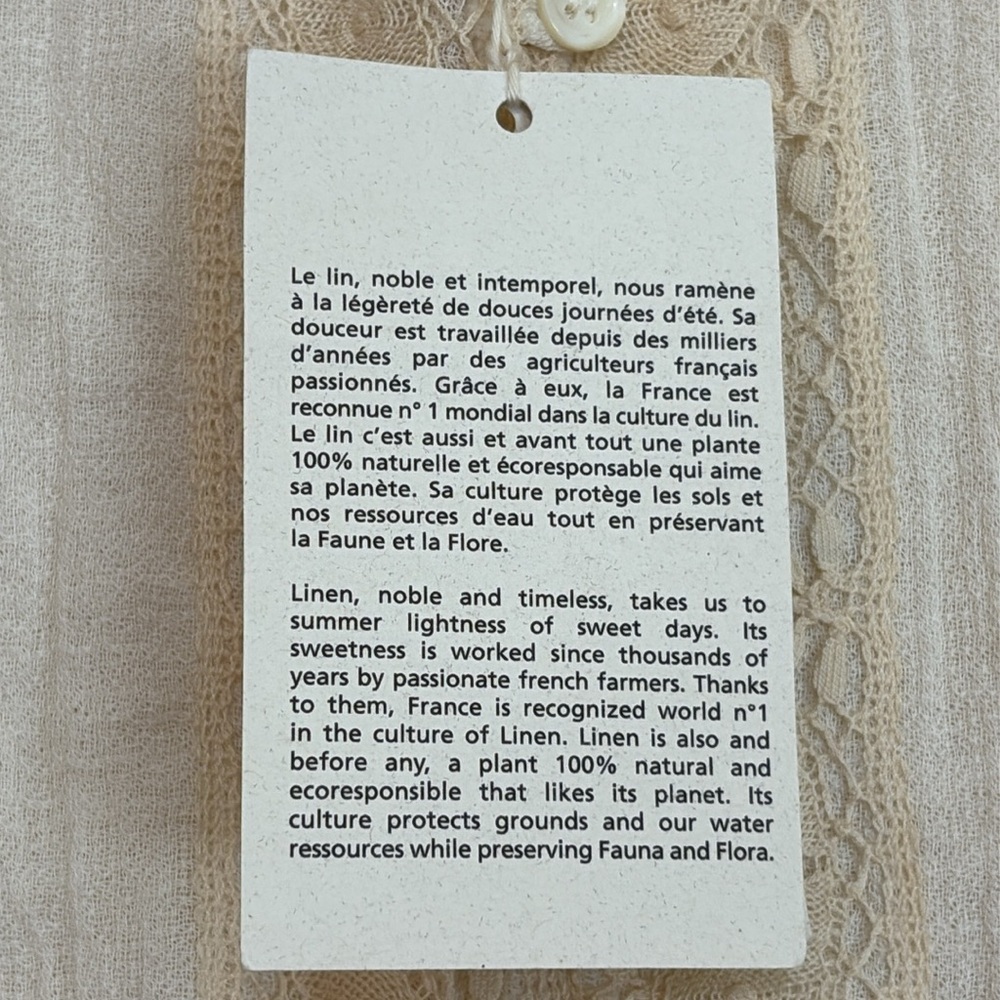 Zyga Lin'n Laundry NWT Medee Chemise Ivory Cotton Gauze Button Up Lace Top FR 40 - Picture 16 of 17